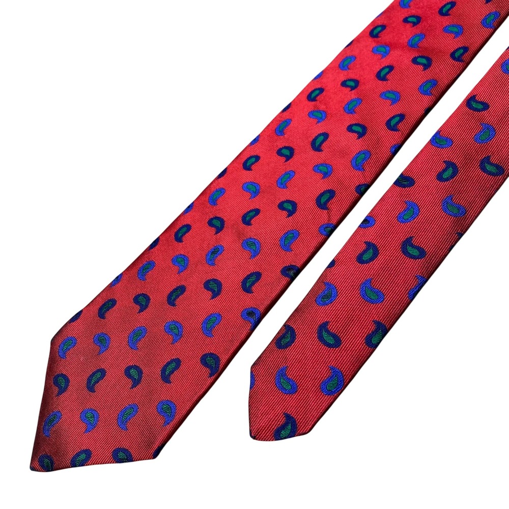 Bullock & Jones Tie Paisley Mens OS Red Silk‎ England Vintage Formal Accessory - Picture 2 of 7